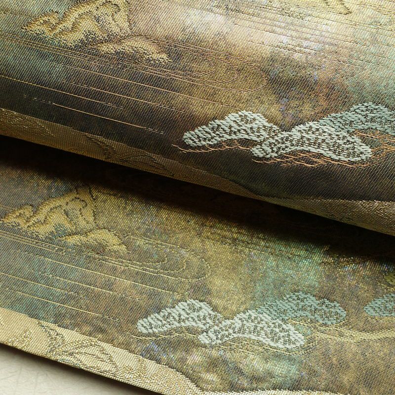袋帯 六通柄 美品 正絹 風景柄 箔 金糸 帯 多色使い_画像7