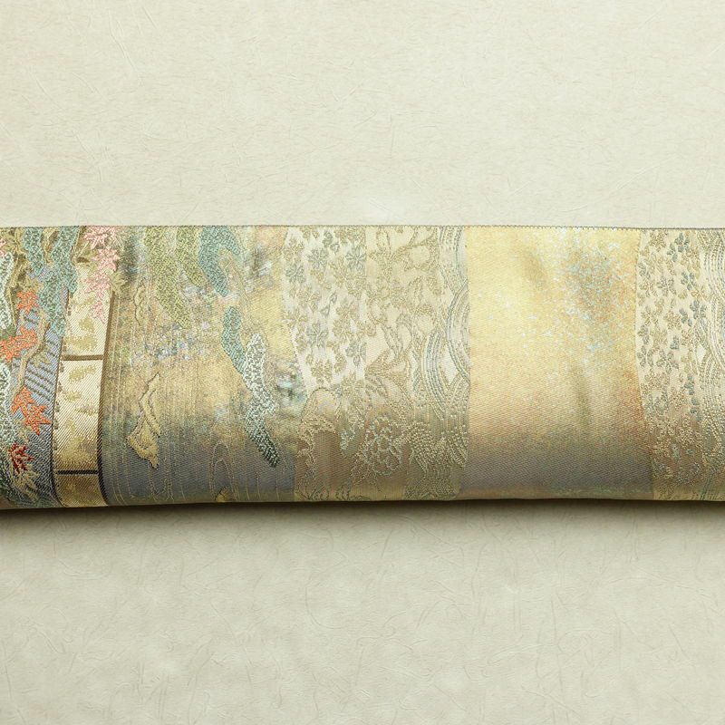 袋帯 六通柄 美品 正絹 風景柄 箔 金糸 帯 多色使い_画像15
