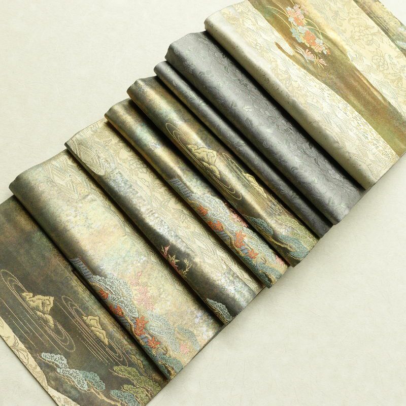 袋帯 六通柄 美品 正絹 風景柄 箔 金糸 帯 多色使い_画像20
