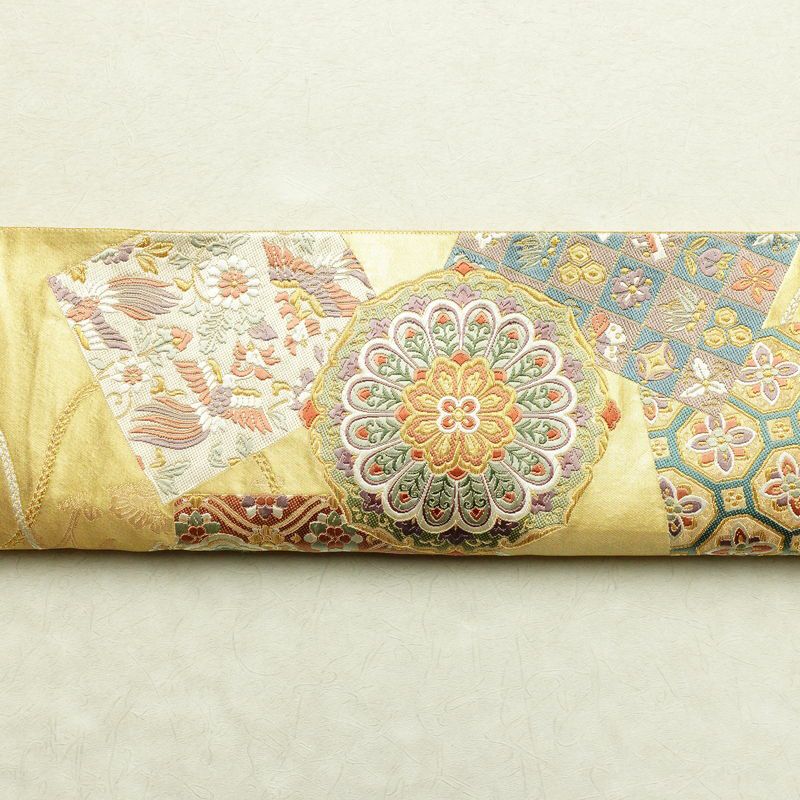 袋帯 六通柄 良品 フォーマル用 正絹 幾何学柄・抽象柄 箔 帯 菊 金・銀_画像15