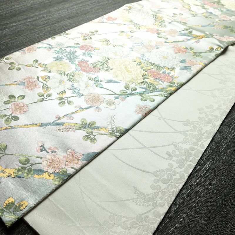 袋帯 六通柄 フォーマル用 正絹 花柄 箔 金糸 帯 金・銀_画像9