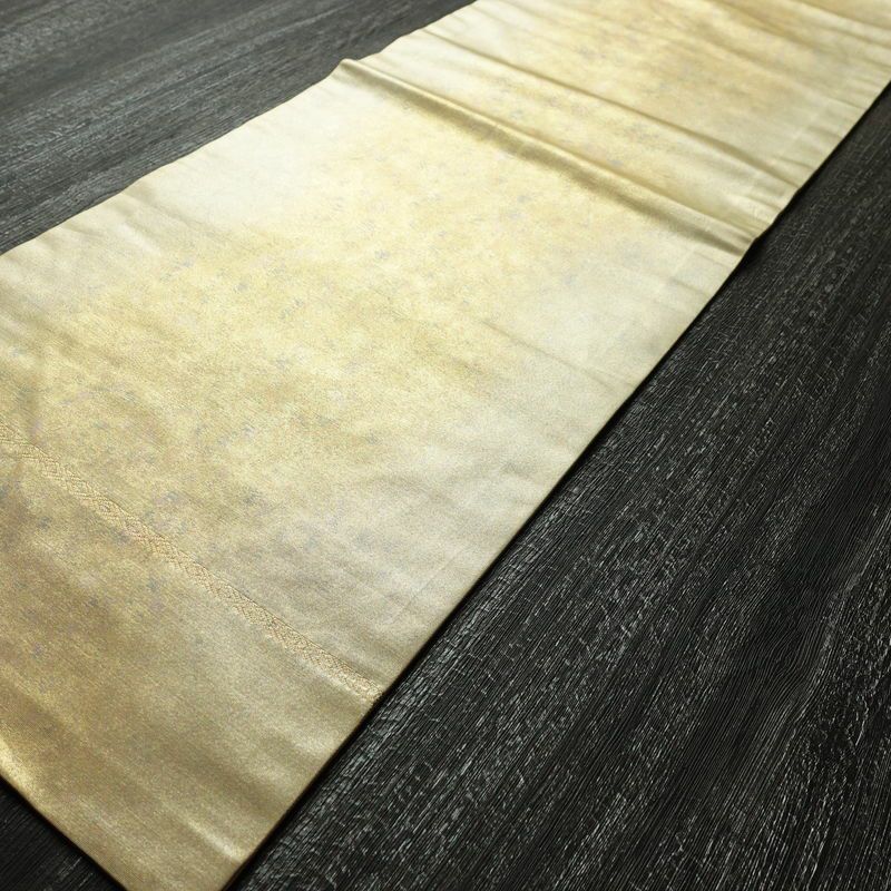 名古屋帯 太鼓柄 正絹 その他の柄 名古屋仕立て 箔 帯 ベージュ_画像5