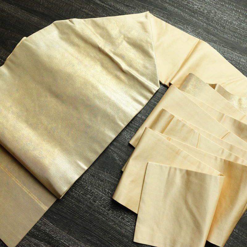 名古屋帯 太鼓柄 正絹 その他の柄 名古屋仕立て 箔 帯 ベージュ_画像19