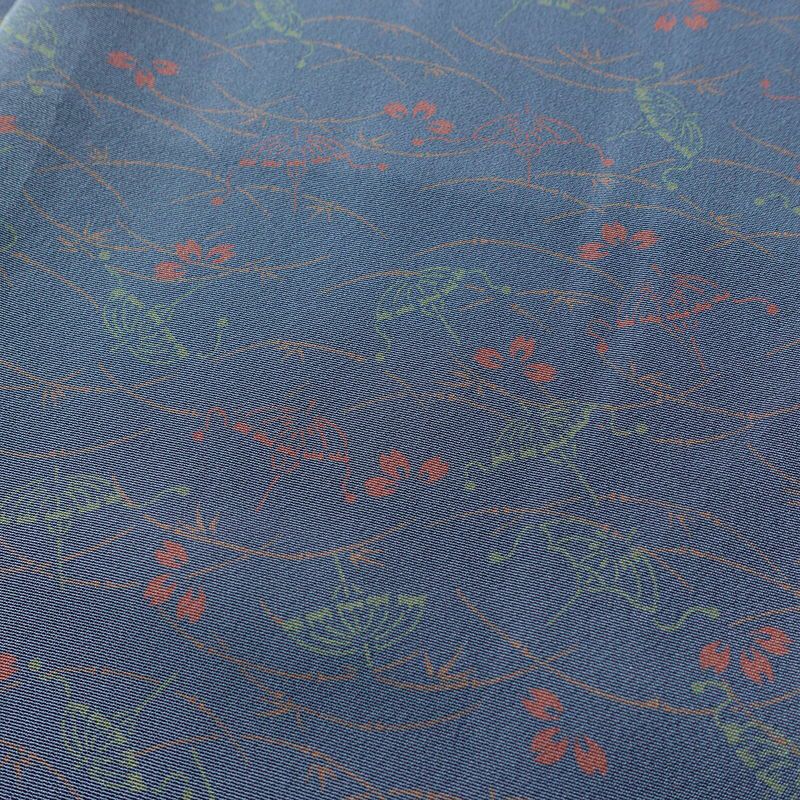 小紋 しつけ糸付き 縮緬 総柄 正絹 古典柄 袷仕立て 身丈160cm 裄丈69.5cm 着物 青・紺_画像6