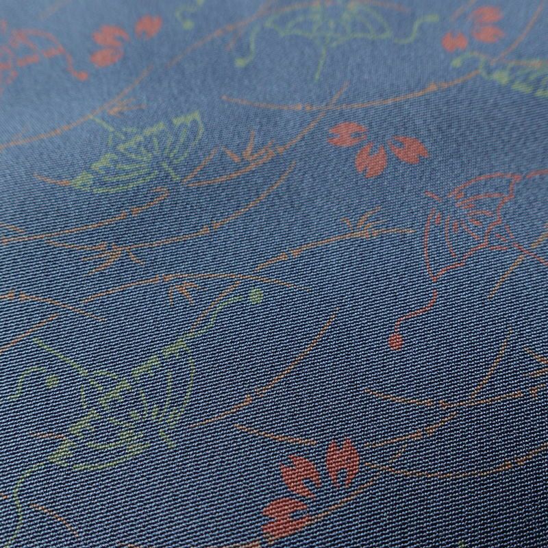 小紋 しつけ糸付き 縮緬 総柄 正絹 古典柄 袷仕立て 身丈160cm 裄丈69.5cm 着物 青・紺_画像7