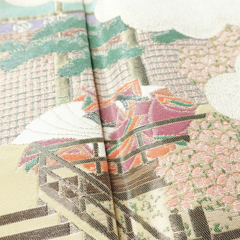 振袖 正絹 人物・動物柄 袷仕立て 身丈166cm 裄丈68.5cm 箔 金糸 フォーマル 成人式 二十歳の集い 着物 ピンク_画像7