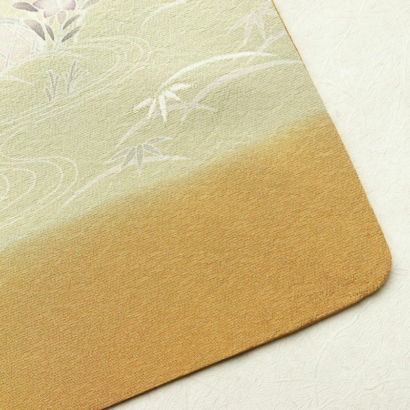 訪問着 良品 縮緬 一つ紋付き 正絹 古典柄 袷仕立て 身丈162cm 裄丈65.5cm 箔 共八掛 フォーマル 着物 黄・黄土色_画像16