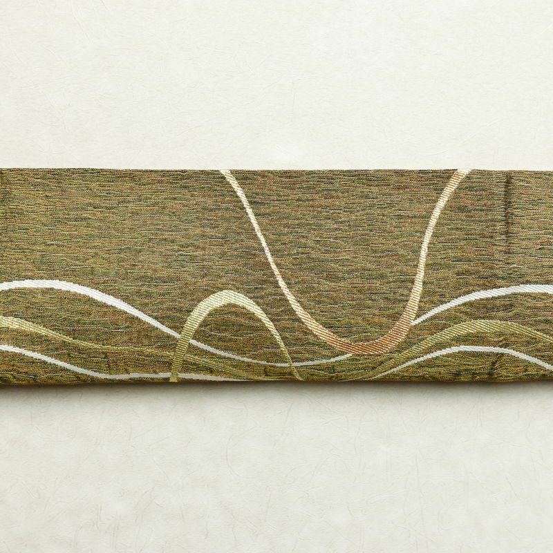 袋帯 六通柄 美品 フォーマル用 正絹 幾何学柄・抽象柄 金糸 帯 緑・うぐいす色_画像15