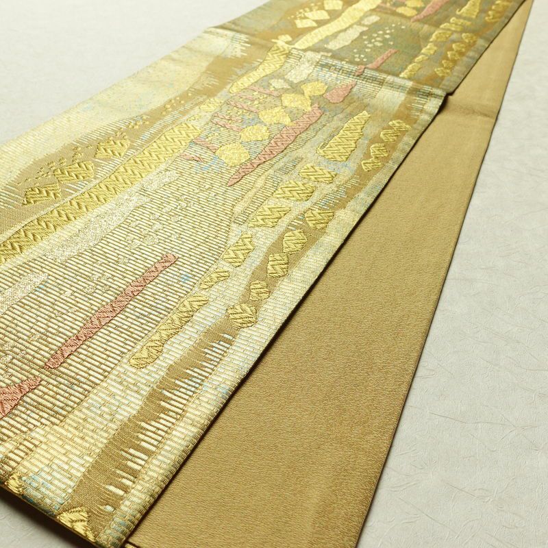 袋帯 織音 六通柄 美品 フォーマル用 正絹 幾何学柄・抽象柄 箔 金糸 帯 金・銀_画像9