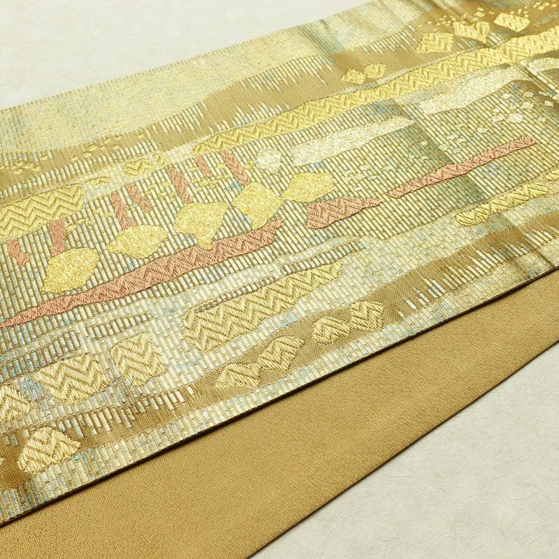 袋帯 織音 六通柄 美品 フォーマル用 正絹 幾何学柄・抽象柄 箔 金糸 帯 金・銀_画像12