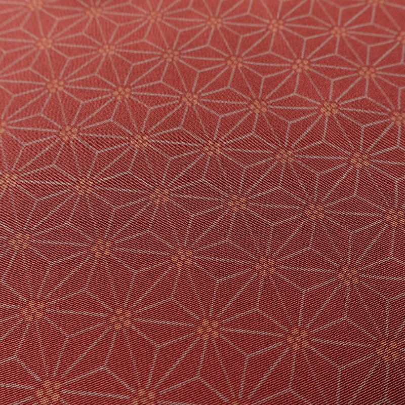 小紋 しつけ糸付き 縮緬 総柄 正絹 麻の葉柄 袷仕立て 色違い共八掛 身丈160.5cm 裄丈67cm 着物 小豆・エンジ_画像7