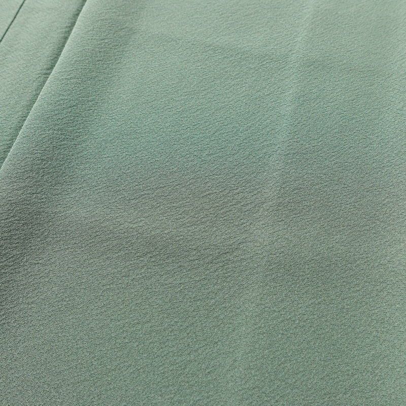 色無地 しつけ糸付き 縮緬 正絹 無地 袷仕立て 身丈159cm 裄丈70.5cm 共八掛 フォーマル 着物 緑・うぐいす色_画像6