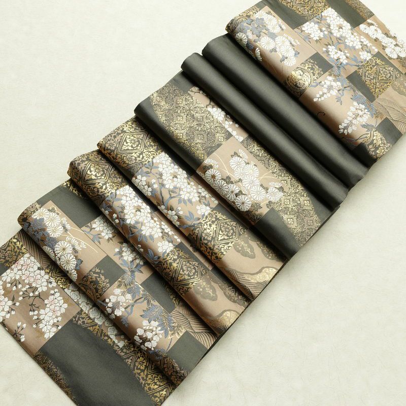 袋帯 六通柄 フォーマル用 正絹 古典柄 花柄 金糸 帯 緑・うぐいす色_画像20