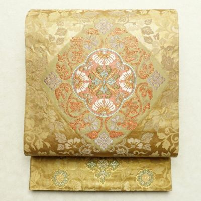 袋帯 六通柄 フォーマル用 正絹 幾何学柄・抽象柄 金糸 帯 金・銀