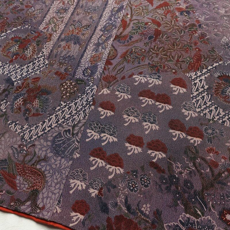 付け下げ 縮緬 付下小紋 小紋柄 正絹 幾何学柄・抽象柄 袷仕立て 身丈162cm 裄丈67.5cm 着物 紫・藤色_画像11