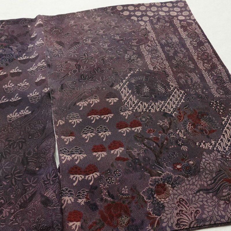 付け下げ 縮緬 付下小紋 小紋柄 正絹 幾何学柄・抽象柄 袷仕立て 身丈162cm 裄丈67.5cm 着物 紫・藤色_画像13