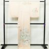 訪問着 良品 落款入り しつけ糸付き 綸子 正絹 風景柄 袷仕立て 身丈165cm 裄丈67cm フォーマル 着物 ピンク_画像2