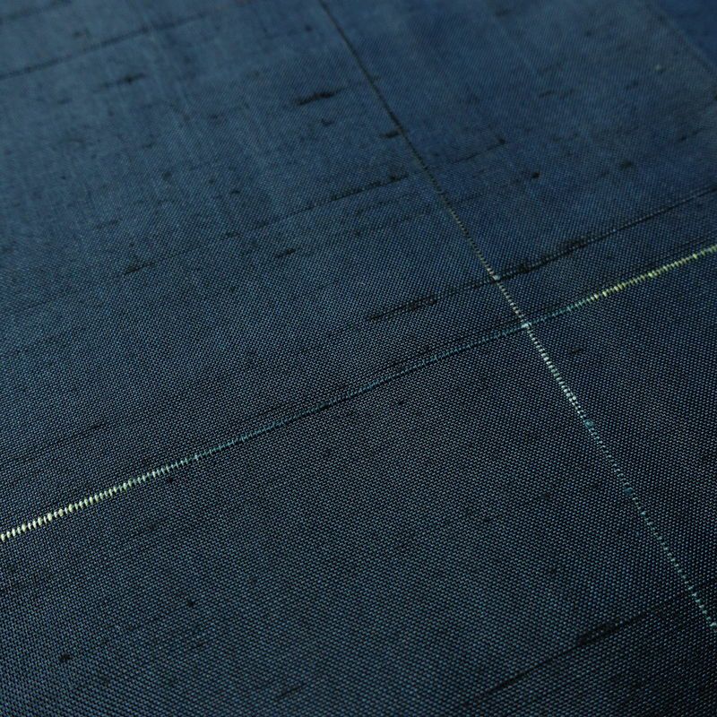 塩沢紬 紬 しつけ糸付き 正絹 チェック・格子柄 袷仕立て 身丈164cm 裄丈65cm つむぎ 塩澤紬 着物 青・紺_画像7