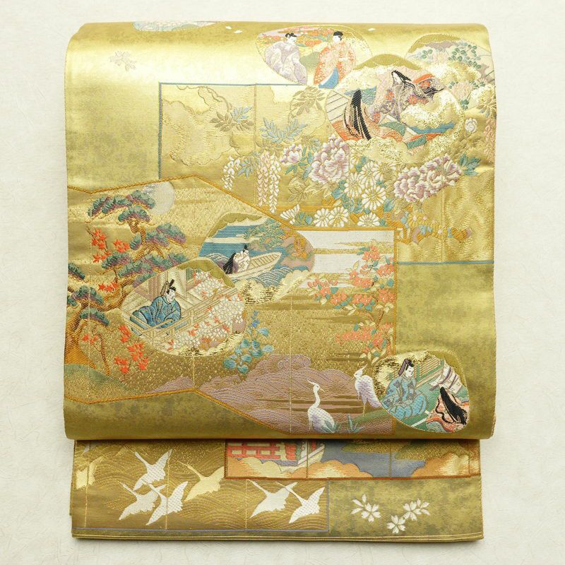 薄い金色の風景模様 袋帯