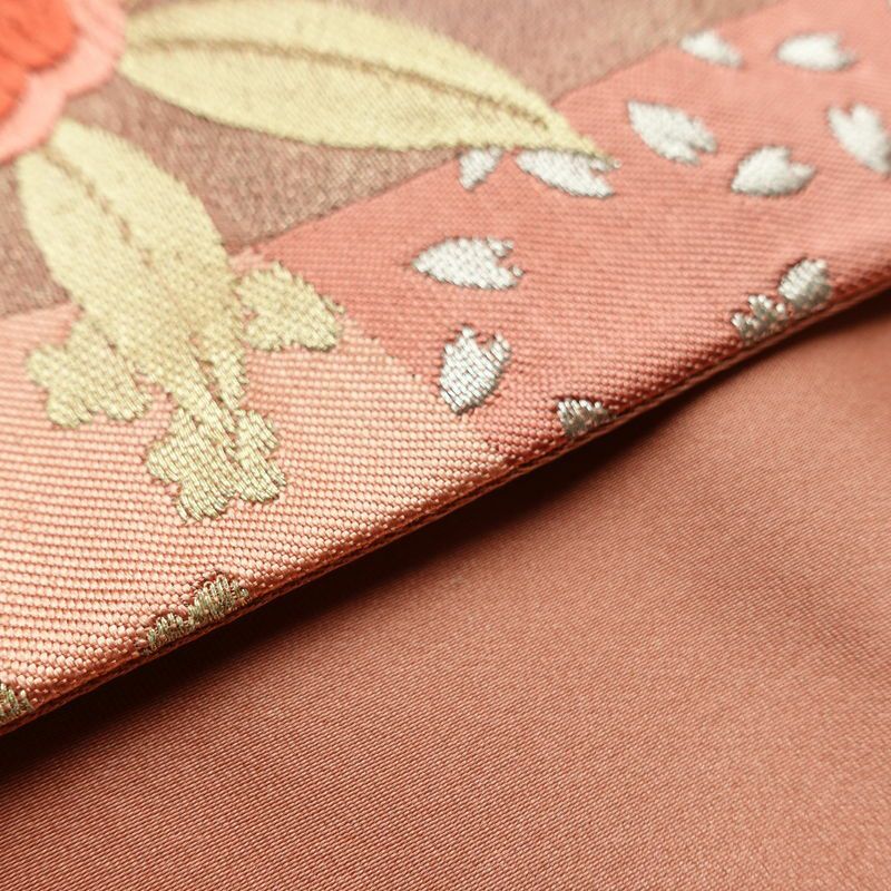 袋帯 六通柄 振袖用 正絹 古典柄 蝶 金糸 銀糸 帯 ピンク_画像11