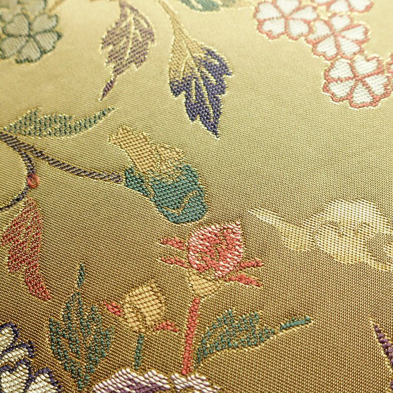 袋帯 六通柄 美品 フォーマル用 正絹 花柄 金糸 帯 油色 お洒落 黄・黄土色_画像6