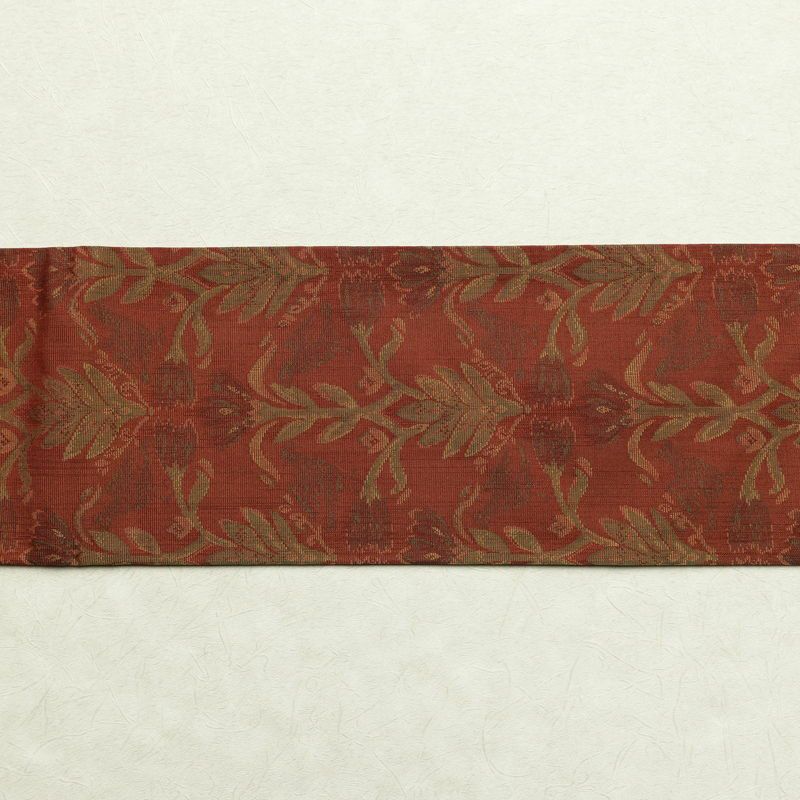 名古屋帯 六通柄 美品 正絹 木の葉・植物柄 名古屋仕立て 帯 茶_画像14