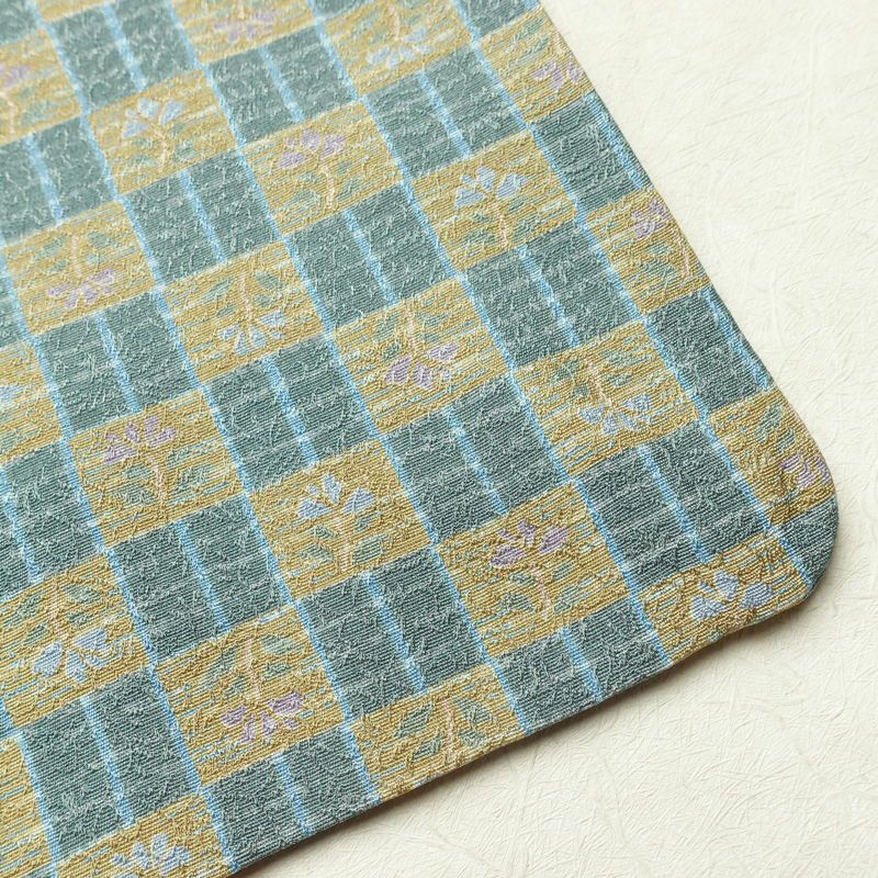 小紋 丹後ちりめん 良品 縮緬 総柄 正絹 チェック・格子柄 袷仕立て 身丈164cm 裄丈68cm 着物 緑・うぐいす色_画像14