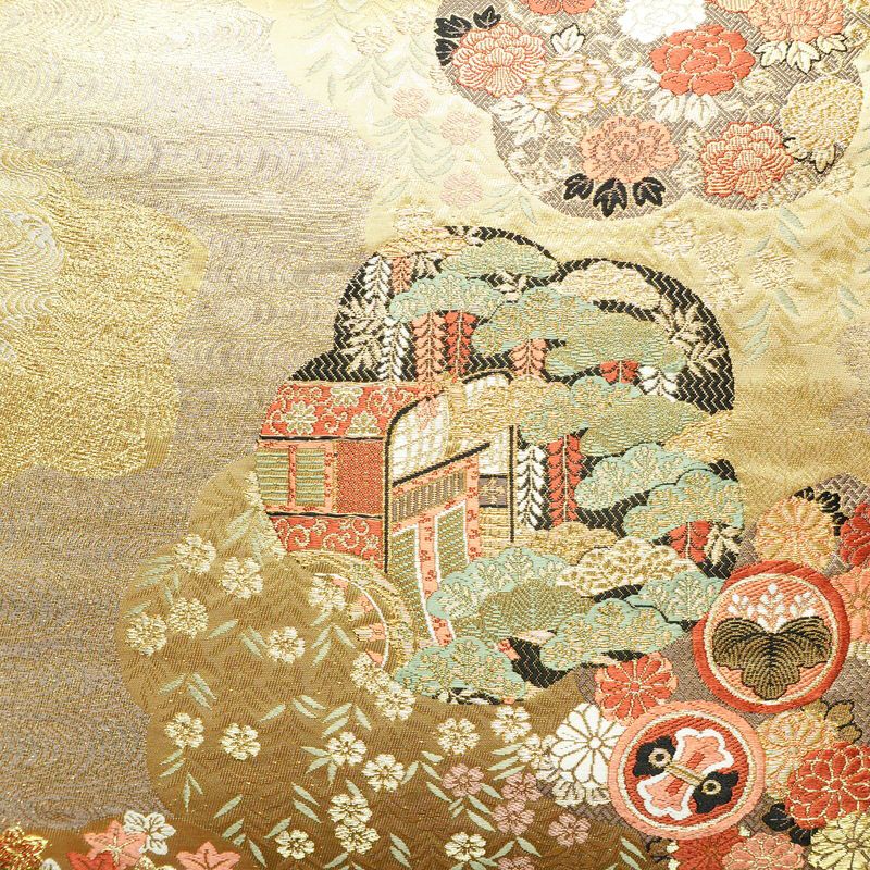 袋帯 六通柄 フォーマル用 正絹 古典柄 箔 金糸 帯 金・銀_画像2