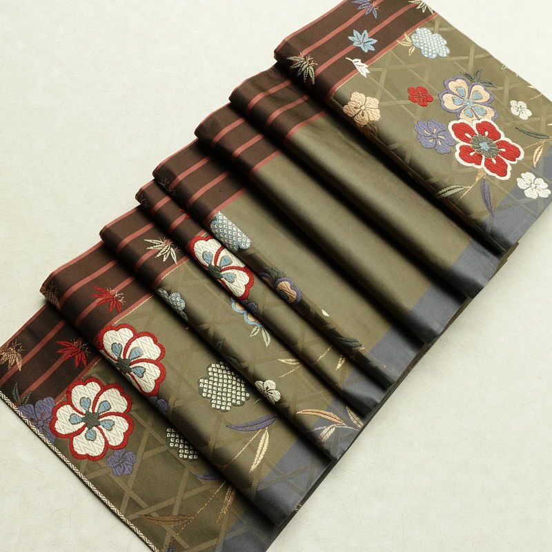 袋帯 六通柄 振袖用 正絹 花柄 刺繍 フォーマル 帯 多色使い_画像21