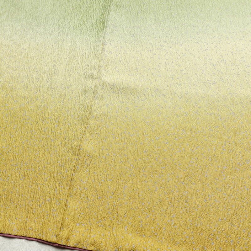 付け下げ 落款入り ふくれ織 縮緬 正絹 古典柄 袷仕立て 身丈163.5cm 裄丈66cm 箔 金彩 着物 緑・うぐいす色_画像11