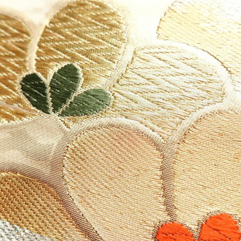 袋帯 六通柄 フォーマル用 正絹 古典柄 箔 金糸 帯 ベージュ_画像5