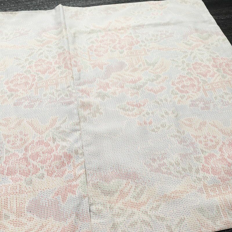 紬 しつけ糸付き 正絹 花柄 袷仕立て 身丈158.5cm 裄丈65.5cm 着物 多色使い_画像11