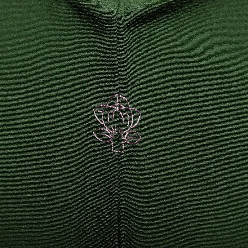 訪問着 良品 落款入り 手描き縮緬 一つ紋付き 正絹 花柄 袷仕立て 身丈160.5cm 裄丈67cm フォーマル 着物 緑・うぐいす色_画像14