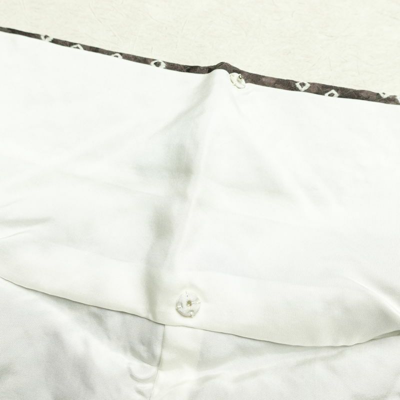 小紋 良品 絞り 総絞り 正絹 花柄 袷仕立て 身丈165cm 裄丈67.5cm 着物 流水 茶_画像19