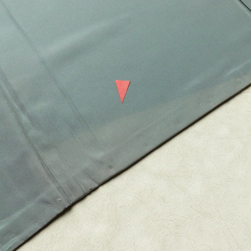 小紋 しつけ糸付き 縮緬 総柄 正絹 チェック・格子柄 袷仕立て 身丈168cm 裄丈68cm 着物 緑・うぐいす色_画像20