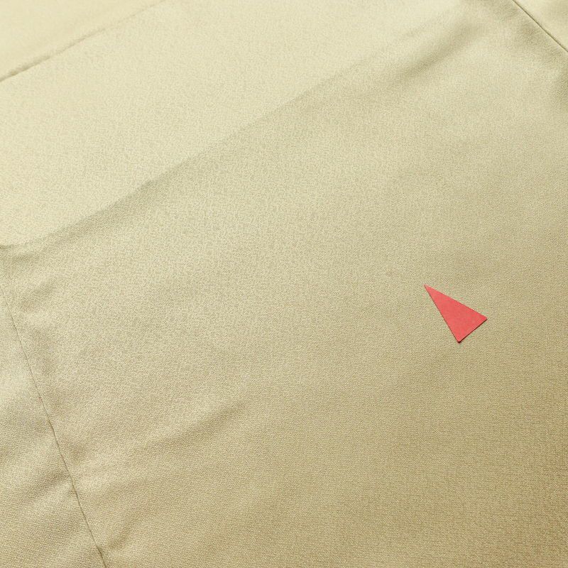 訪問着 良品 一つ紋付き 正絹 木の葉・植物柄 袷仕立て 身丈156.5cm 裄丈64.5cm 金彩 フォーマル 着物 扇子 ベージュ_画像14