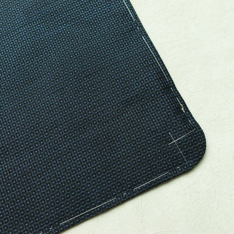 男性用 アンサンブル着物 良品 しつけ糸付き セット品 正絹 亀甲柄 袷仕立て 身丈138cm 裄丈67.5cm 青・紺_画像13