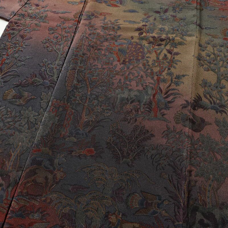 付け下げ 良品 縮緬 付下小紋 正絹 風景柄 袷仕立て 身丈159.5cm 裄丈67.5cm 着物 多色使い_画像5