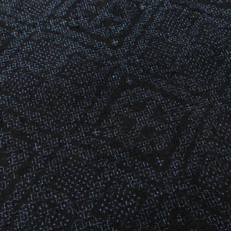 紬 良品 しつけ糸付き 正絹 幾何学柄・抽象柄 袷仕立て 身丈159.5cm 裄丈66cm 着物 青・紺_画像7