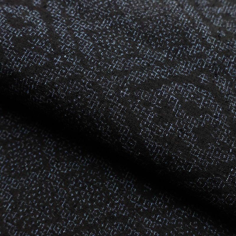 紬 良品 しつけ糸付き 正絹 幾何学柄・抽象柄 袷仕立て 身丈159.5cm 裄丈66cm 着物 青・紺_画像20