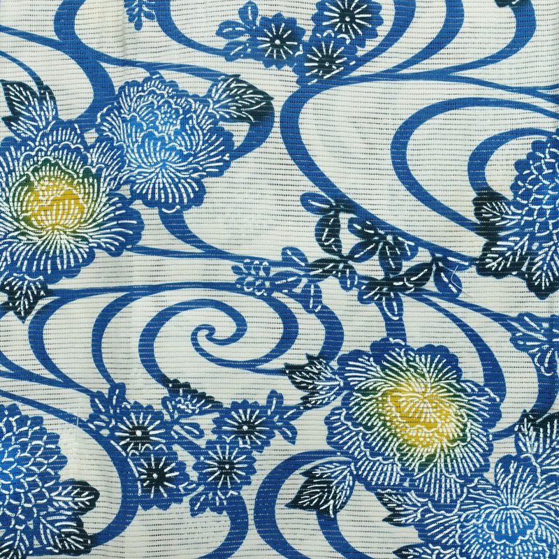 新品 浴衣 女性用 綿絽 絽 国内染色 国内加工 綿 かづら古典 青 上品 未使用品_画像3