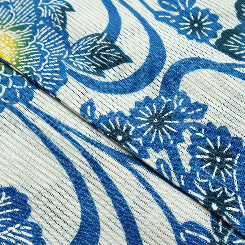 新品 浴衣 女性用 綿絽 絽 国内染色 国内加工 綿 かづら古典 青 上品 未使用品_画像9