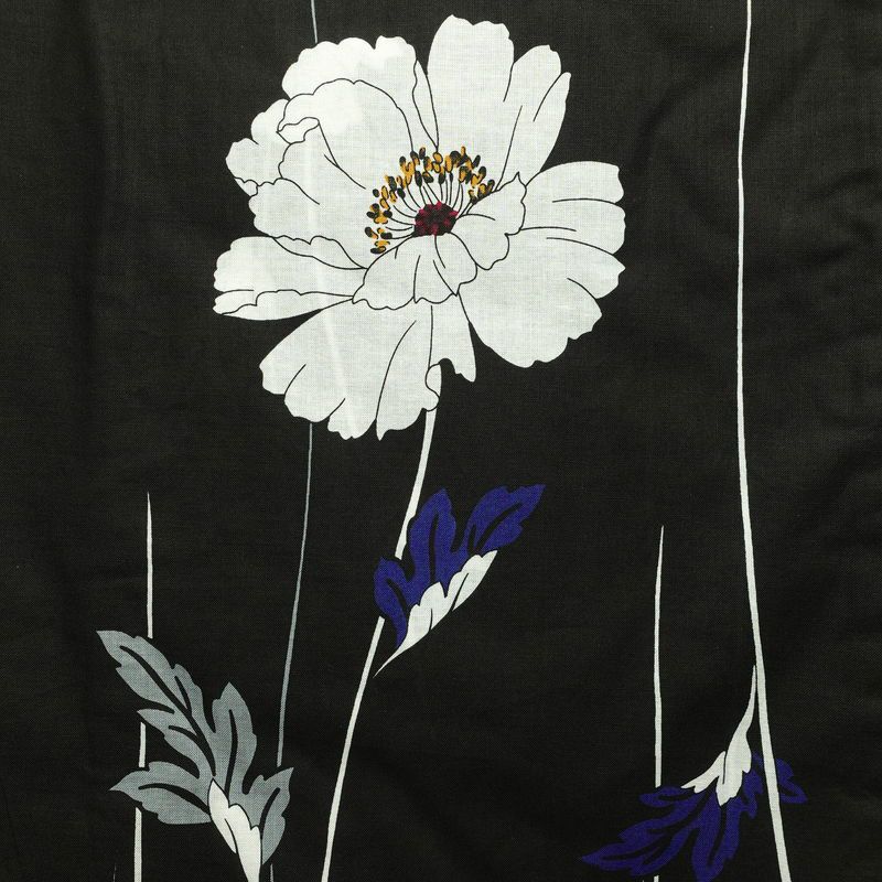 新品 浴衣 女性用 綿 平織 古典柄 浴衣 未使用品 花柄 黒 白_画像3
