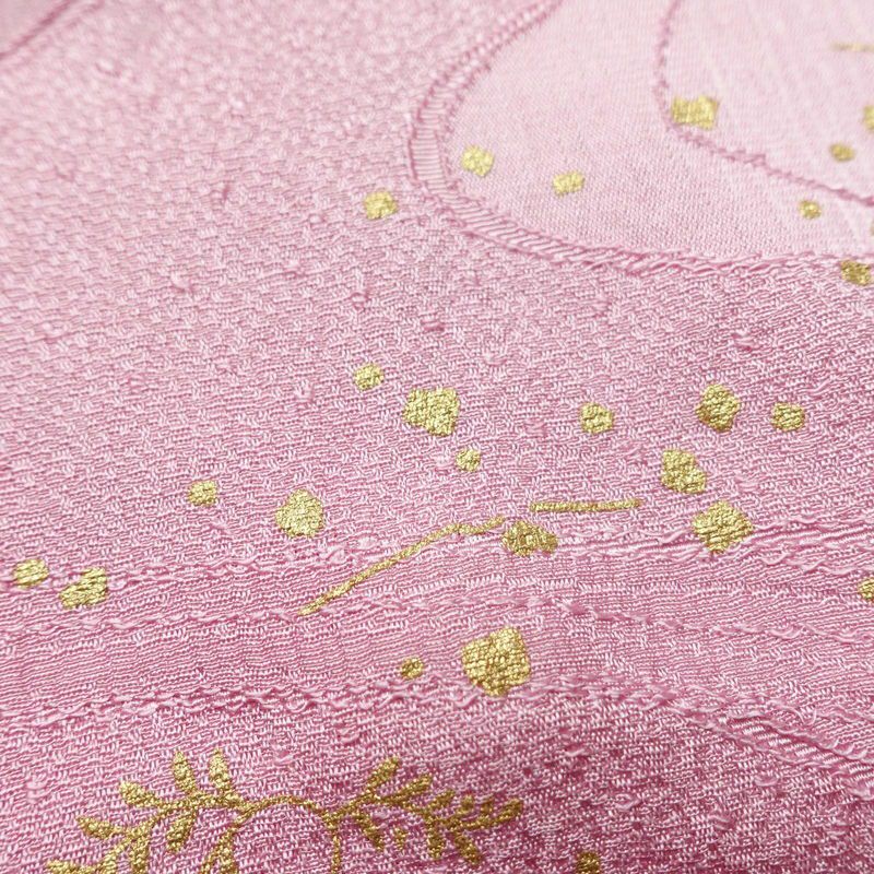 帯揚げ 正絹 流水・波柄 箔 和装小物 紫・藤色_画像8