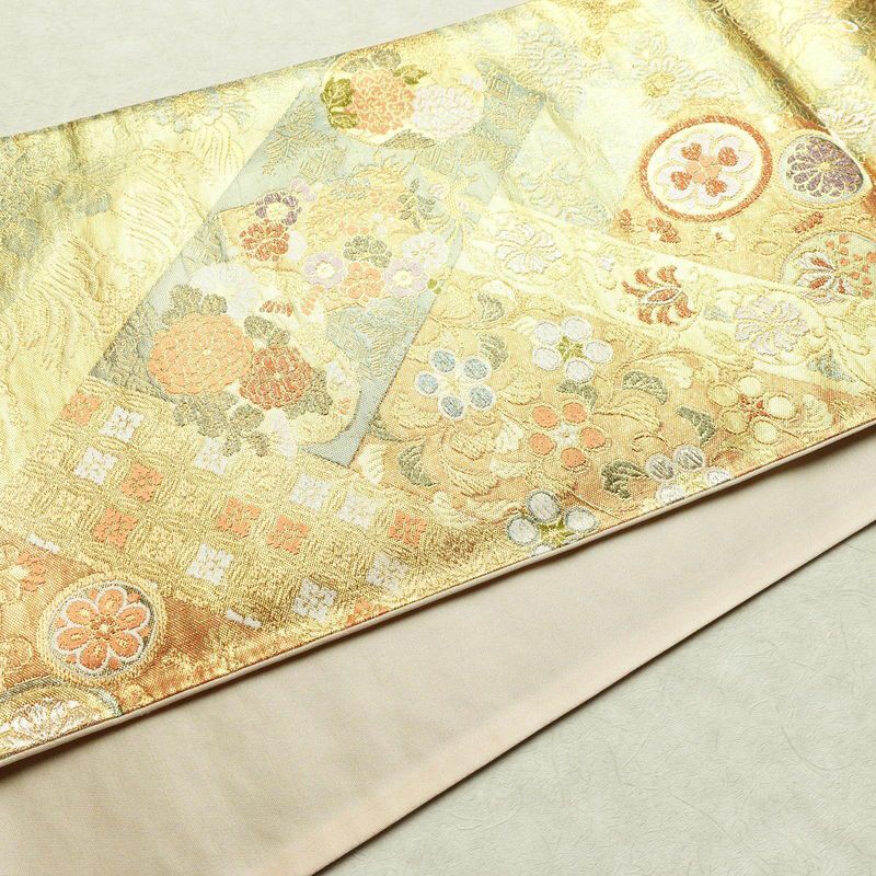 袋帯 六通柄 良品 フォーマル用 正絹 幾何学柄・抽象柄 箔 金糸 帯 金・銀_画像11