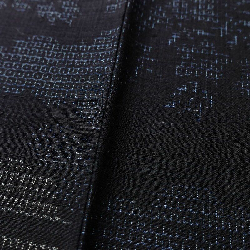 紬 良品 しつけ糸付き 正絹 古典柄 袷仕立て 身丈160cm 裄丈66cm 着物 青・紺_画像10