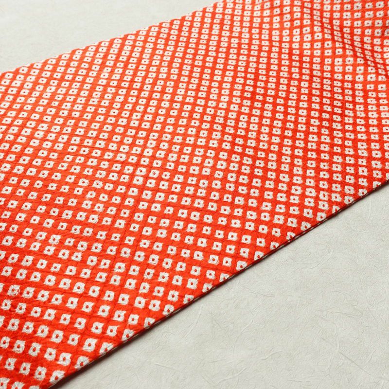 名古屋帯 全通柄 美品 絞り 総絞り 正絹 古典柄 名古屋仕立て 帯 赤・朱_画像10