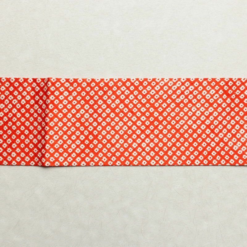 名古屋帯 全通柄 美品 絞り 総絞り 正絹 古典柄 名古屋仕立て 帯 赤・朱_画像13