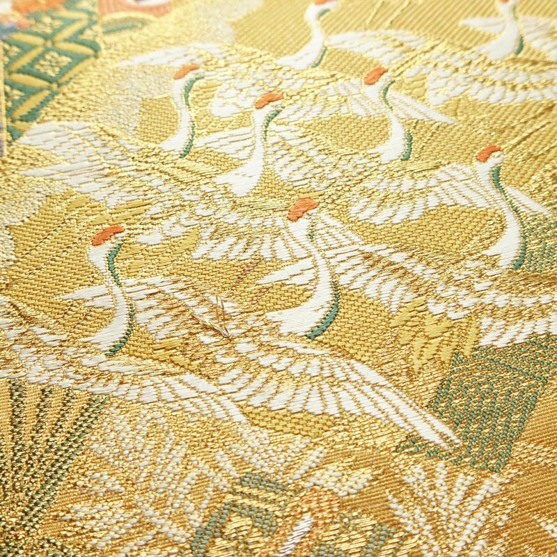袋帯 琳派瑞祥錦 本金箔つづれ 六通柄 良品 フォーマル用 正絹 古典柄 箔 金糸 帯 黄・黄土色_画像5