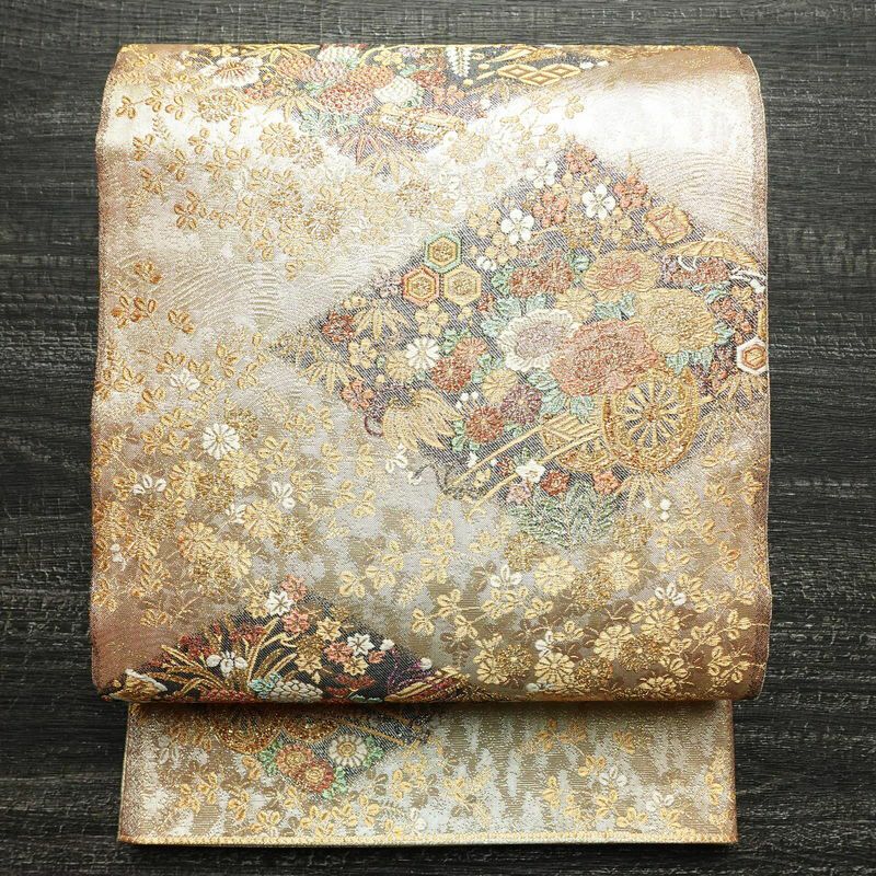 特選 袋帯 中古 リサイクル 正絹 フォーマル 仕立て上がり 六通 植物  